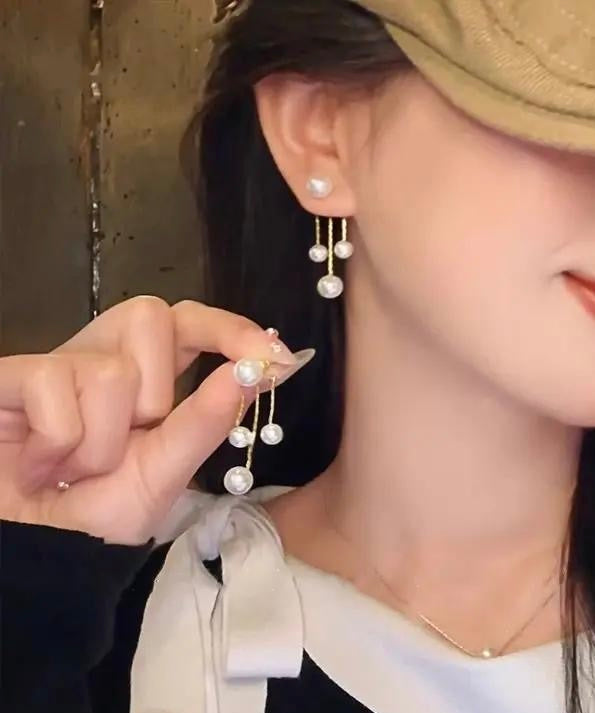 パールロングチェーンピアス