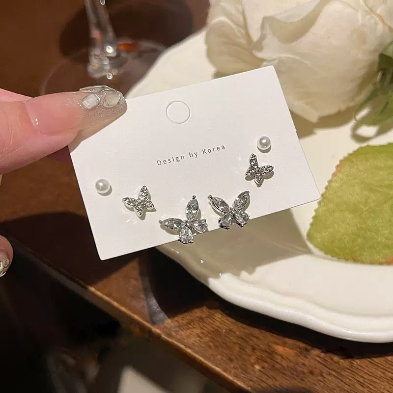 バタフライパールピアス6点セット