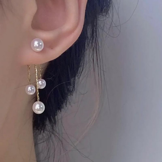 パールチェーンドロップピアス