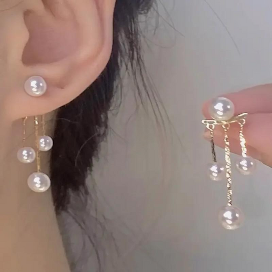 パールチェーンドロップピアス
