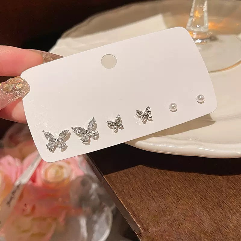 バタフライパールピアス6点セット