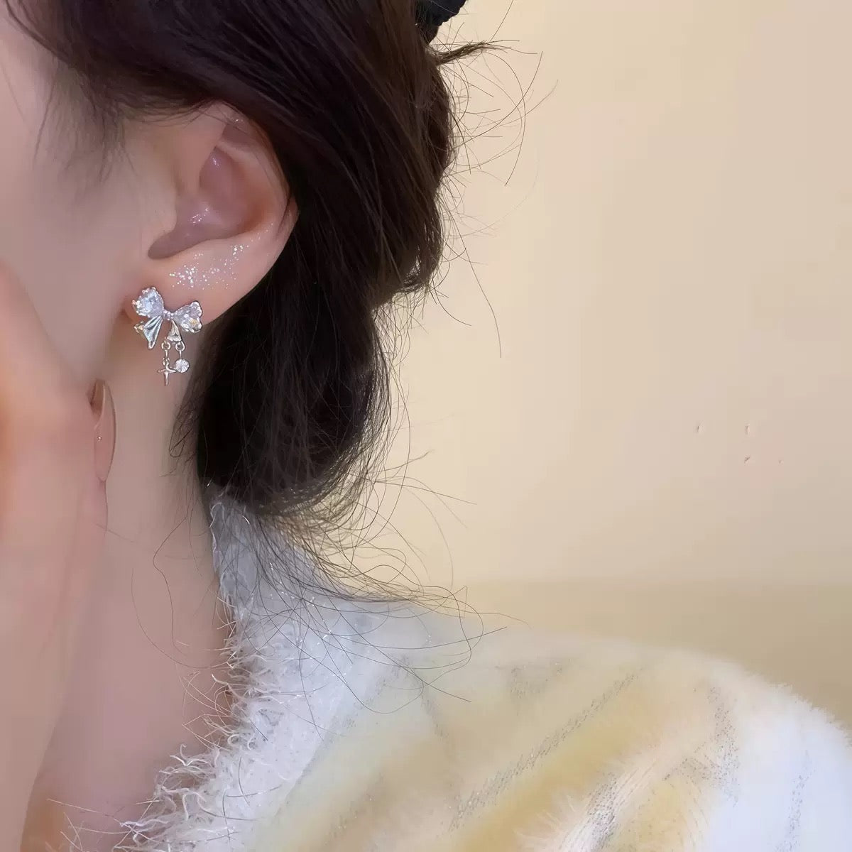 ハートリボンスターイヤリング