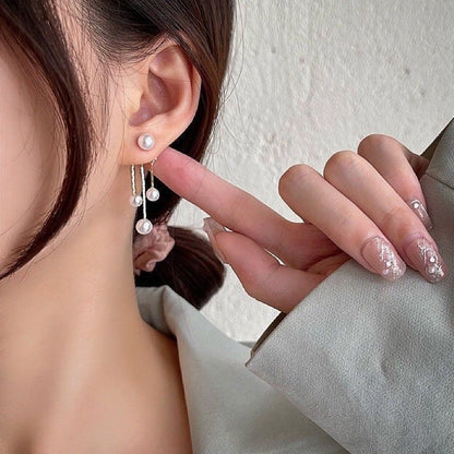 パールチェーンドロップピアス