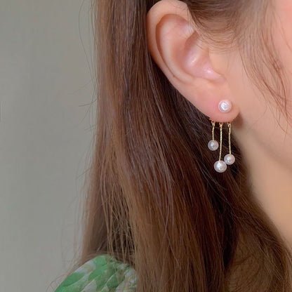 パールチェーンドロップピアス