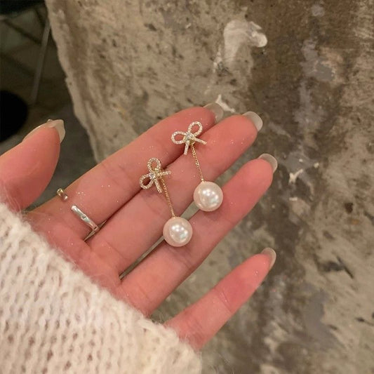 リボンパールピアス
