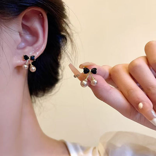 リボンパールピアス
