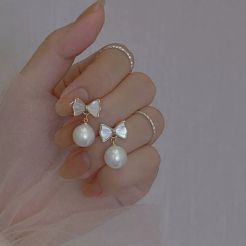 リボンパールピアス