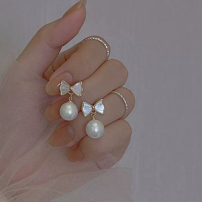 リボンパールピアス