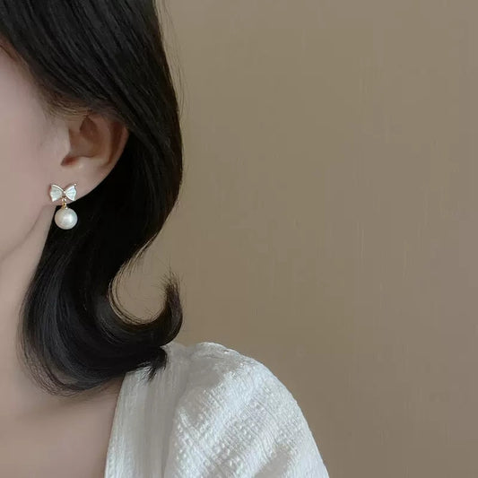 リボンパールピアス