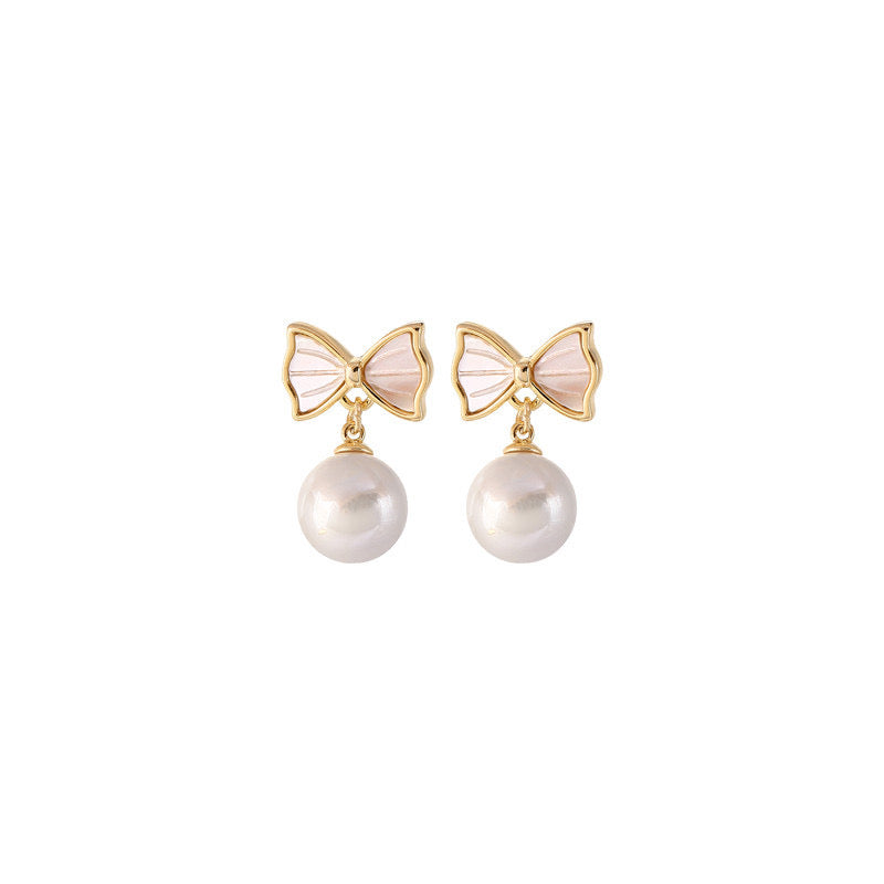 リボンパールピアス