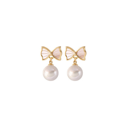 リボンパールピアス