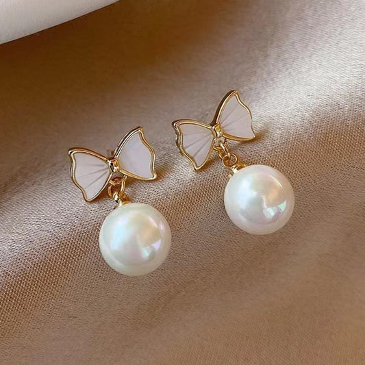 リボンパールピアス