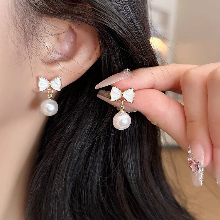 リボンパールピアス