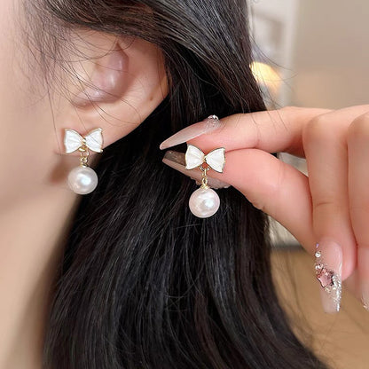 リボンパールピアス