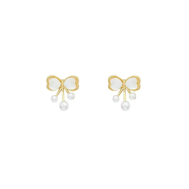 リボンドロップパールピアス