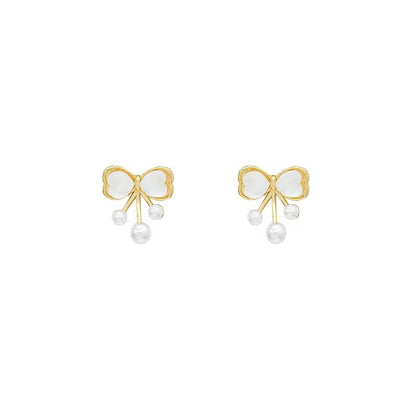 リボンドロップパールピアス