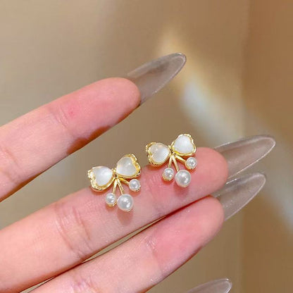 リボンドロップパールピアス