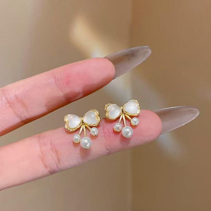 リボンドロップパールピアス