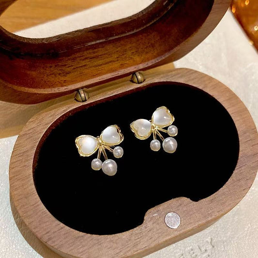 リボンドロップパールピアス