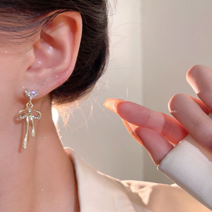 リボンハートピアス