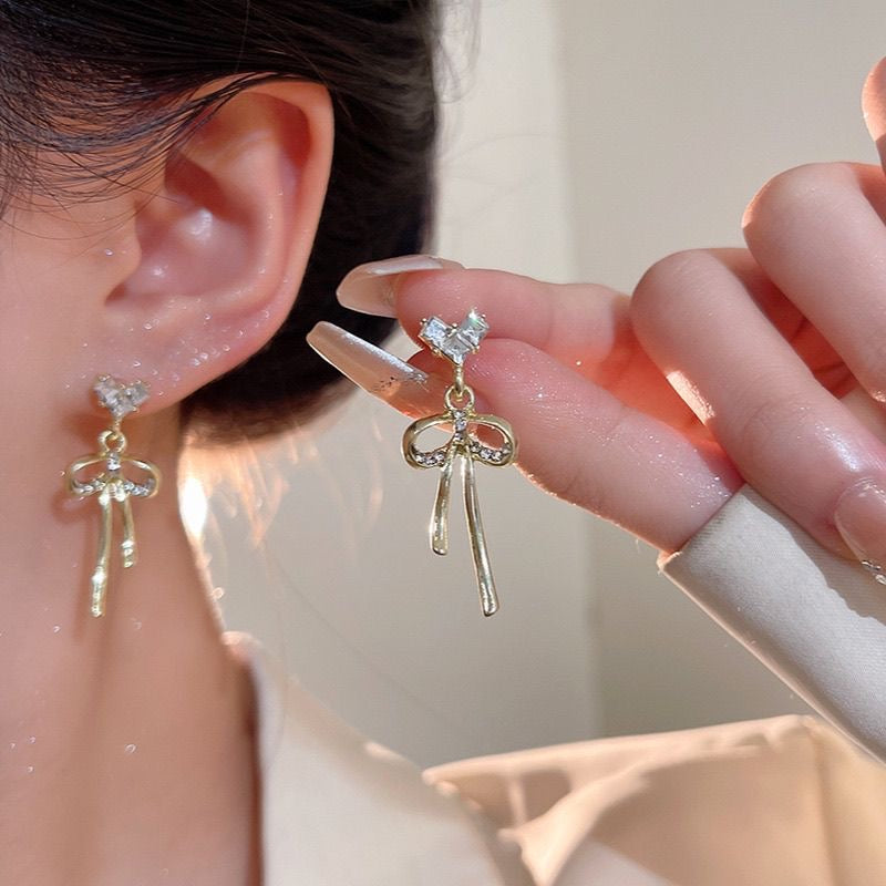 リボンハートピアス