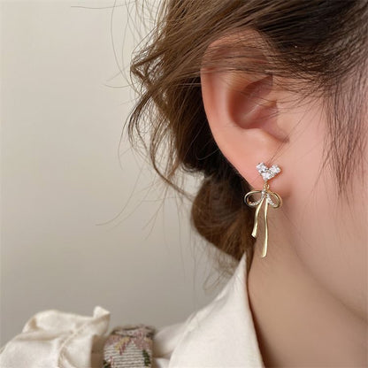 リボンハートピアス