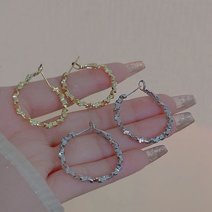 メタリックカットサークルピアス