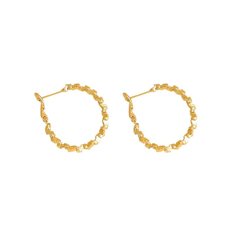 メタリックカットサークルピアス