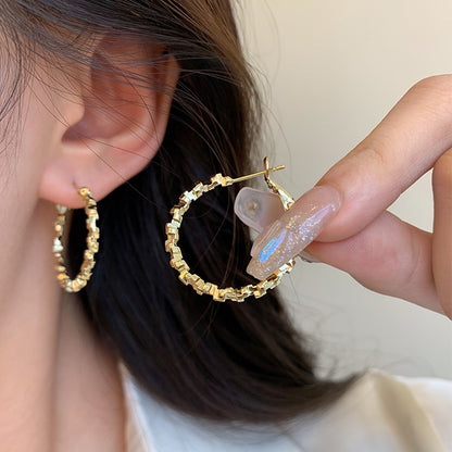 メタリックカットサークルピアス