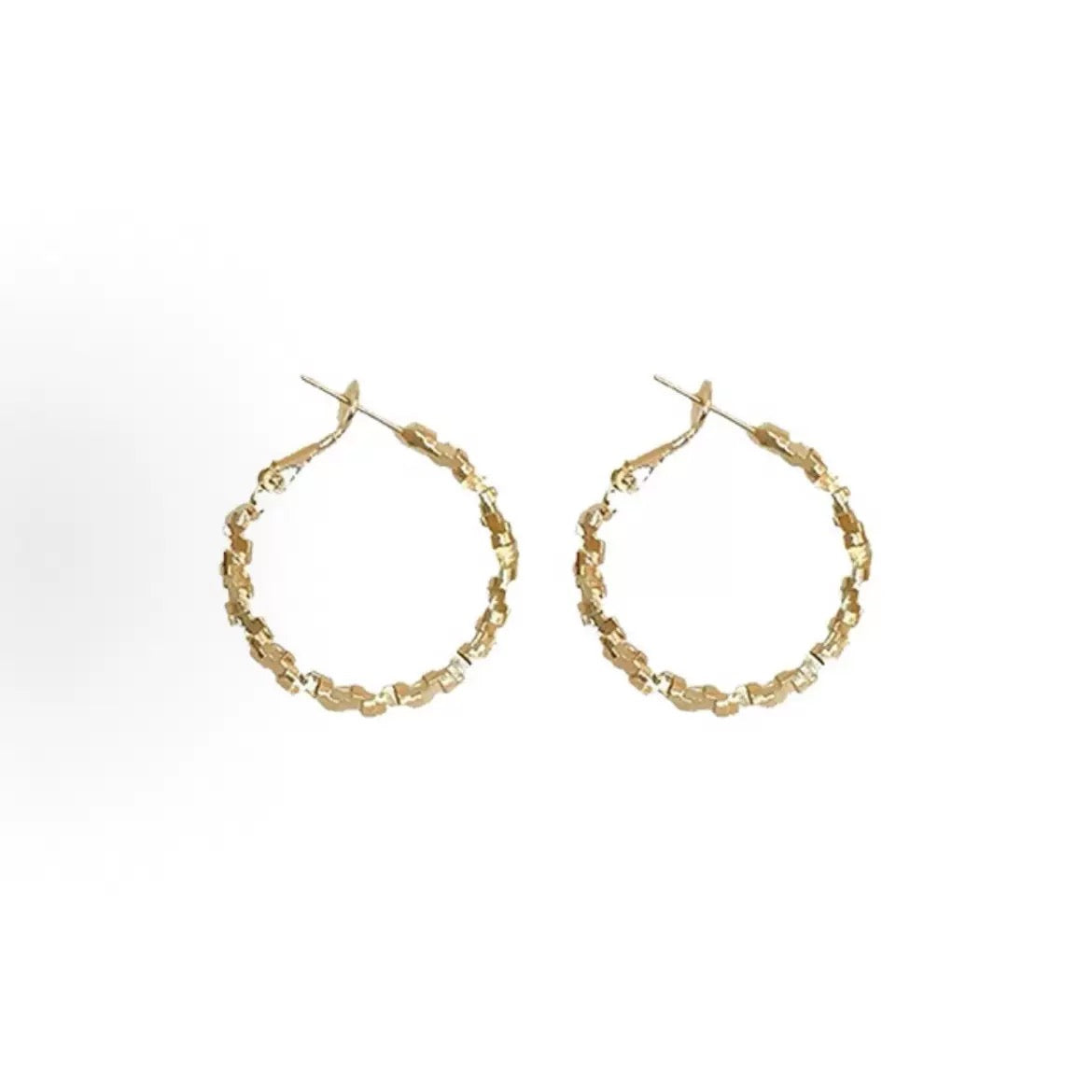 メタリックカットサークルピアス