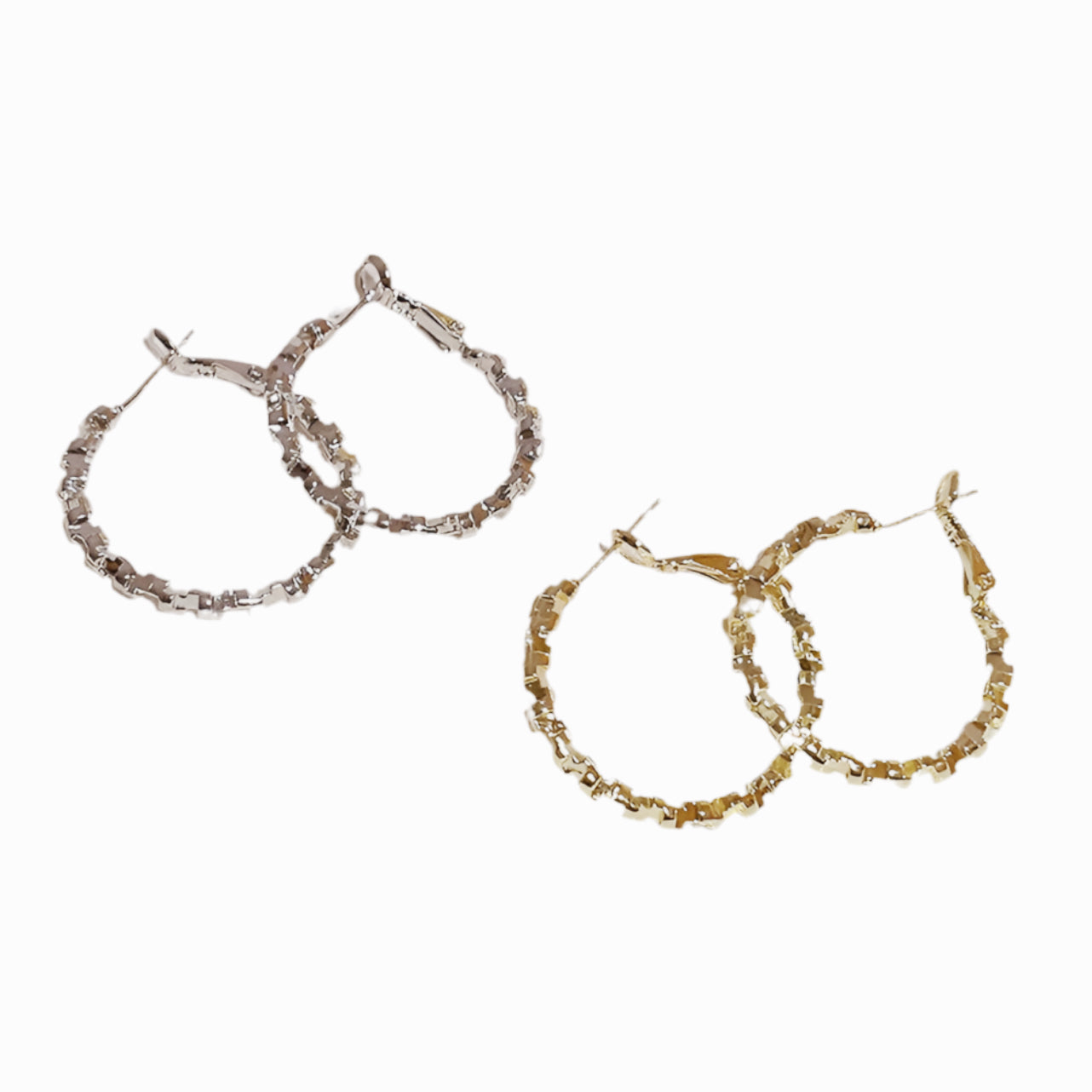 メタリックカットサークルピアス