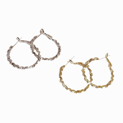 メタリックカットサークルピアス