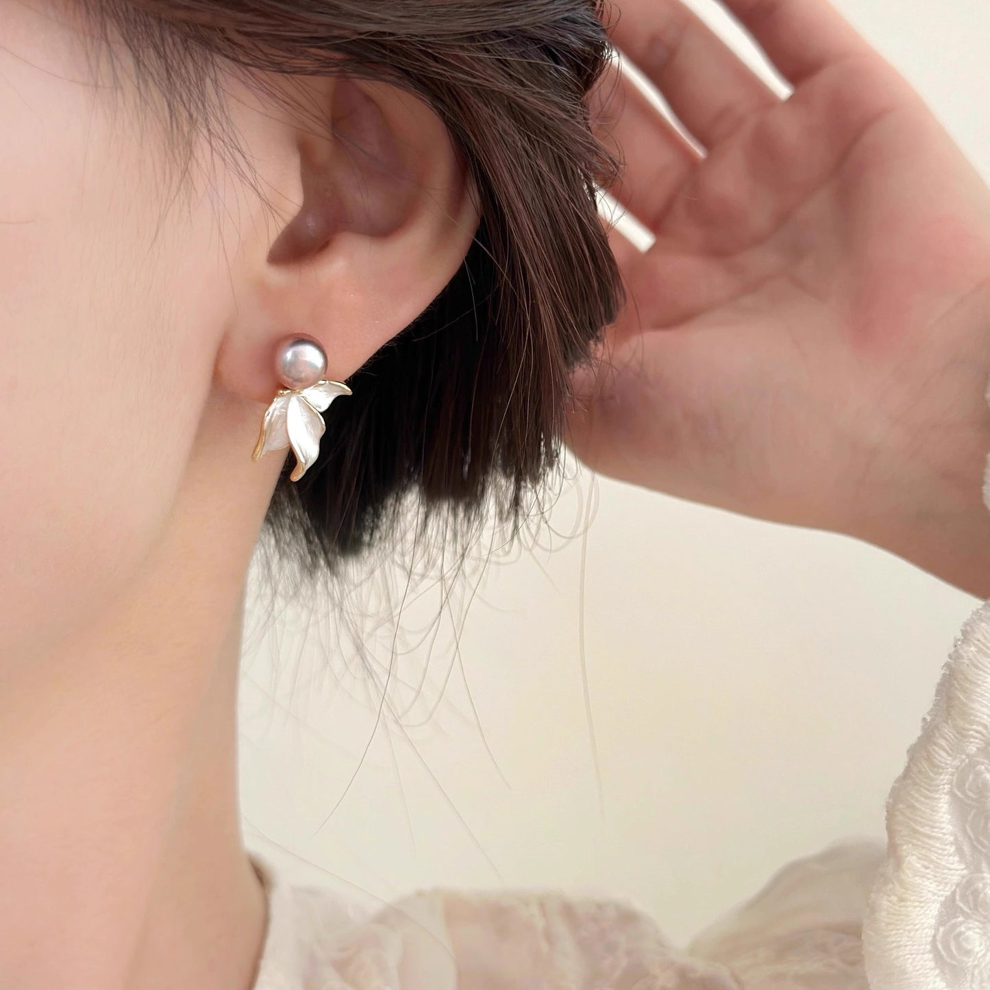 フローラルパールピアス