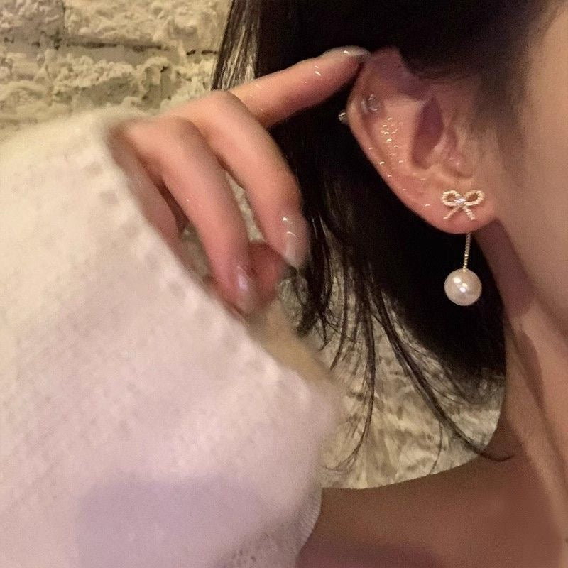 リボンパールピアス