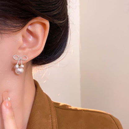 リボンパールピアス