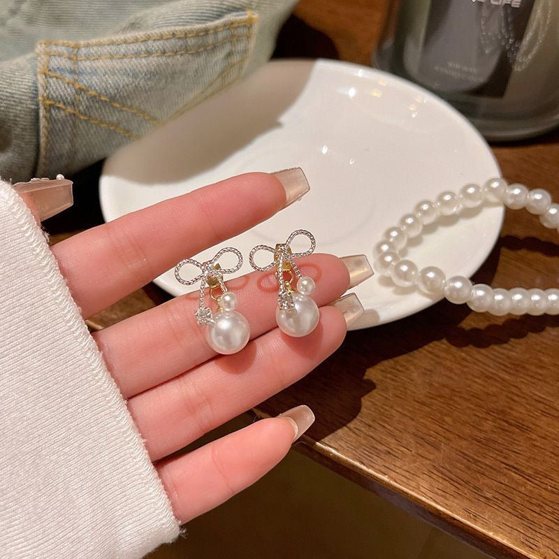 リボンパールピアス