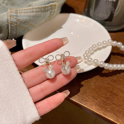 リボンパールピアス