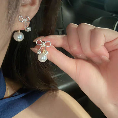 リボンパールピアス