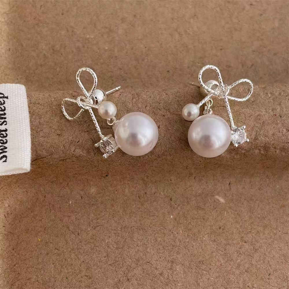 リボンパールピアス