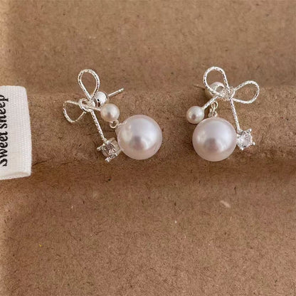 リボンパールピアス