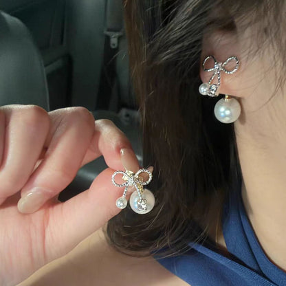 リボンパールピアス